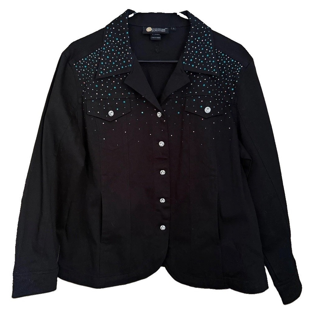 Christine Alexander Black Rhinestone Swarovski Western Jacket Lβ Sparkle Cowgirl